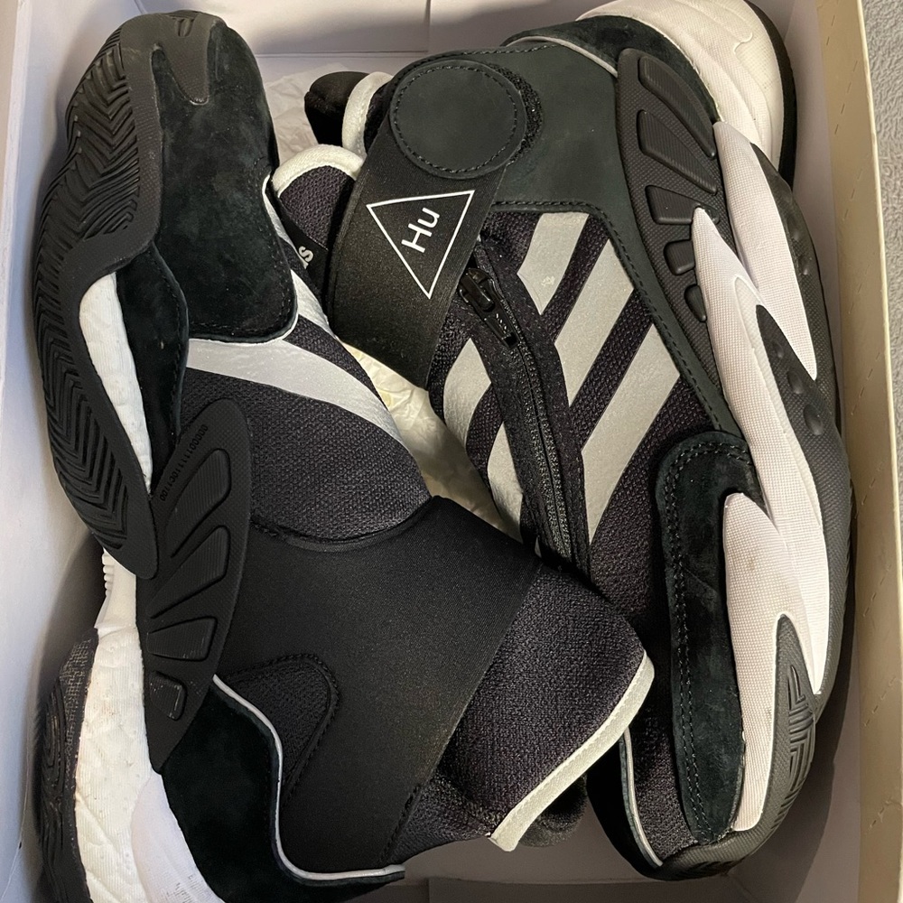 Adidas Black and White Sneakers with Bold Stripes (Pharrell Williams collab)